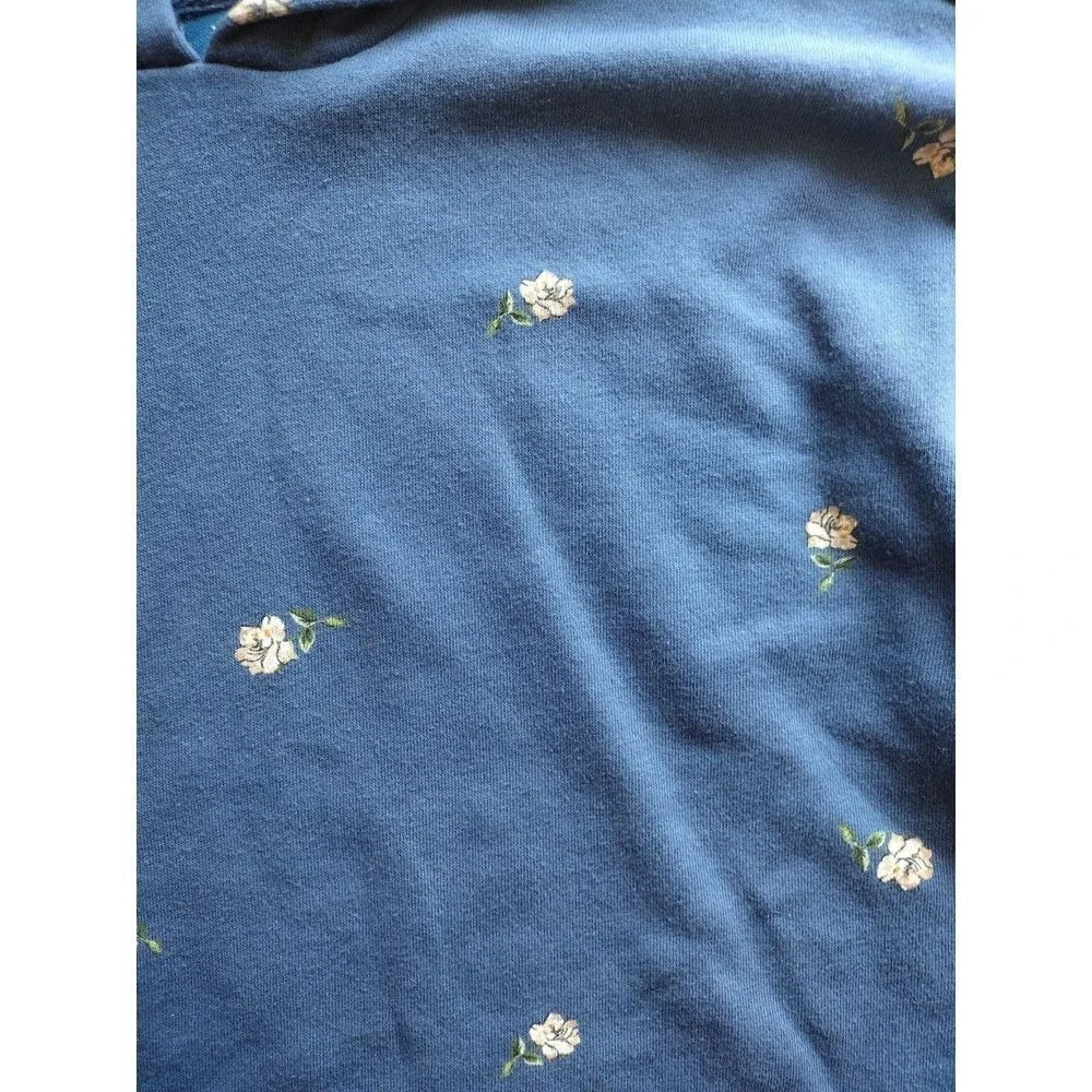 Old Navy Kids Girls Blue Floral Print Hoodie Sweatshirt Size XS 5‎